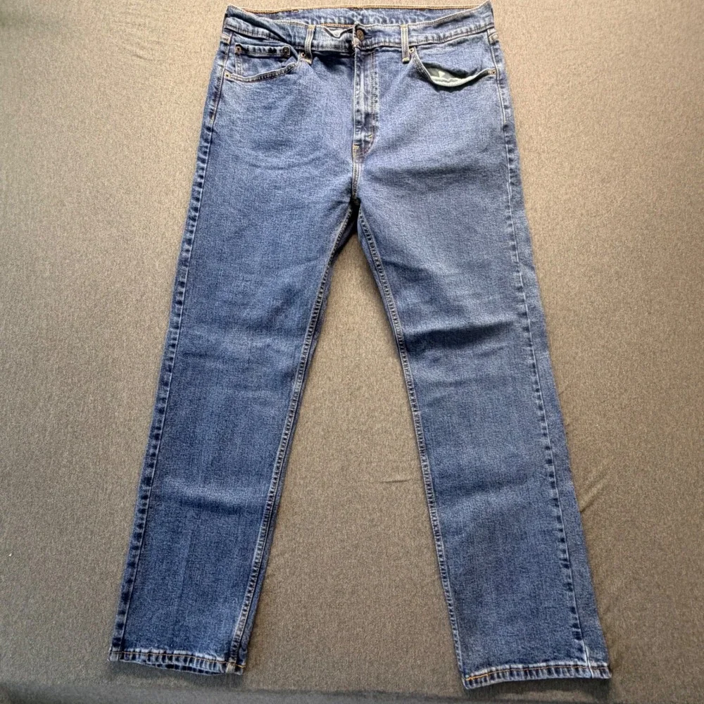 Levi 505 Regular Fit Straight Leg Jeans Medium Wash Blue Mens 40x32 00505-1454